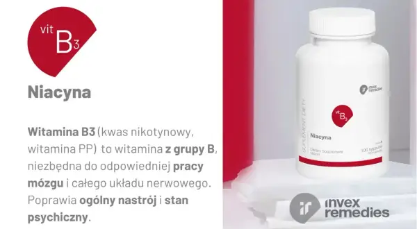 Niacyna (witamina B3) to kluczowy suplement diety dla mózgu i układu nerwowego. Poprawia nastrój i stan psychiczny.