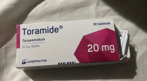 Opakowanie leku Toramide z torasemidem 20 mg, 30 tabletek.