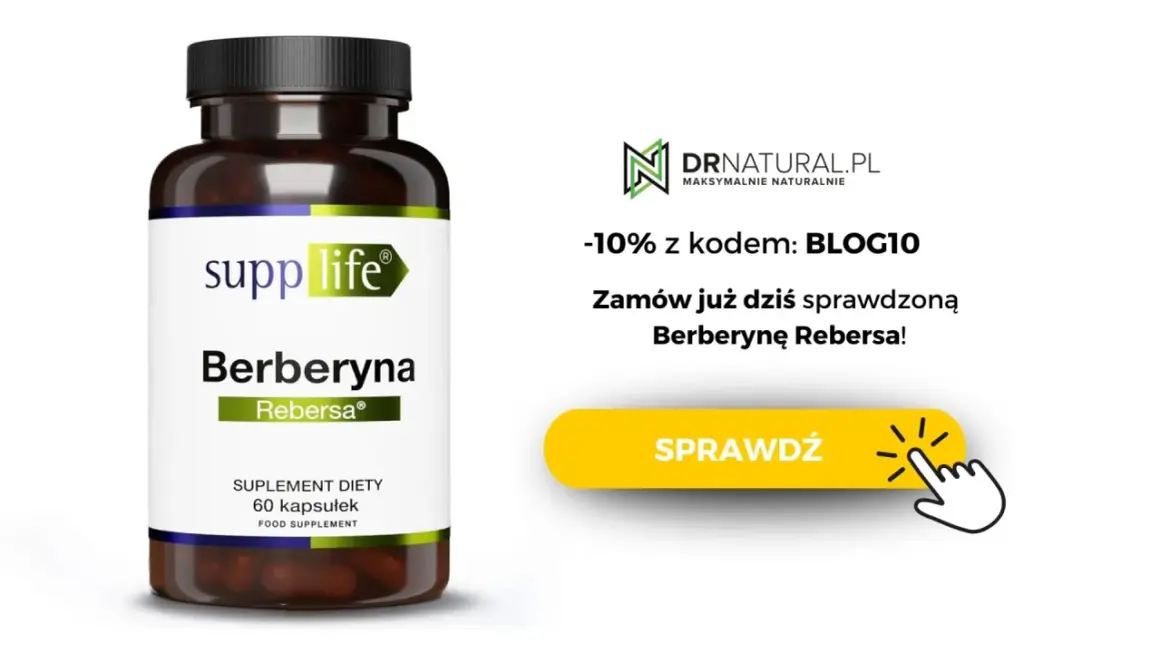 Suplement diety Berberyna Rebersa. Sprawdź, czy berberyna skutki uboczne są minimalne przy tym produkcie. Zniżka 10% z kodem BLOG10.