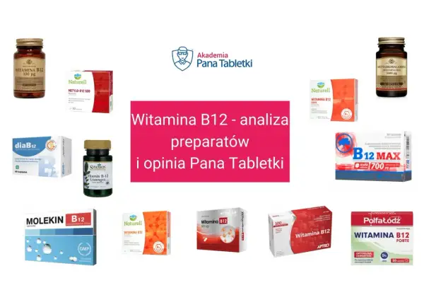 Różne preparaty z witaminą B12, gdzie występuje w formie cyjanokobalaminy i metylokobalaminy, analizowane przez Pana Tabletki.