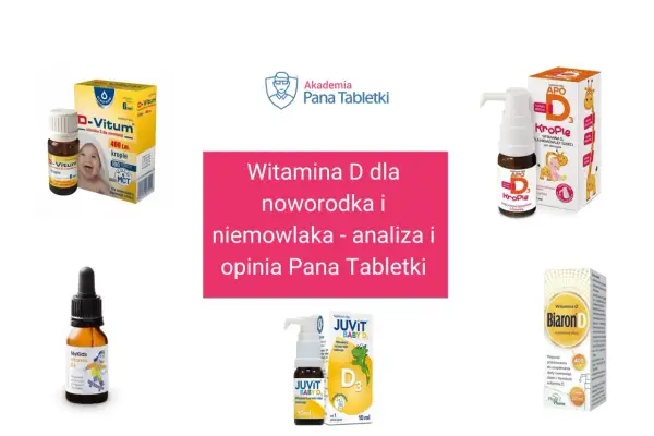 Krople z witaminą D3 dla niemowląt: D-Vitum, Krople APO, Juvit Baby D3, MyKids Vitamin D3, Biaron D. Analiza i opinia Pana Tabletki.