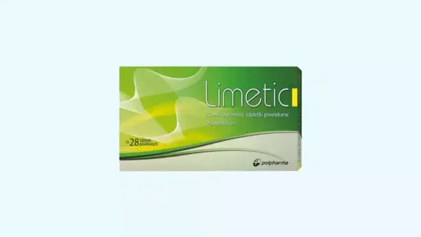 Opakowanie leku Limetic, zawierające 28 tabletek powlekanych.