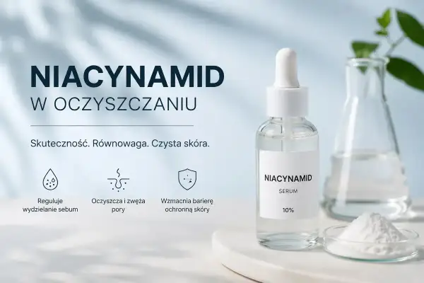 Serum z niacynamidem do oczyszczania skóry. Reguluje sebum, oczyszcza pory i wzmacnia barierę ochronną.
