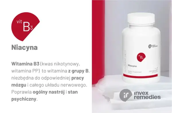 Niacyna (witamina B3) to kluczowy suplement diety dla mózgu i układu nerwowego. Poprawia nastrój i stan psychiczny.